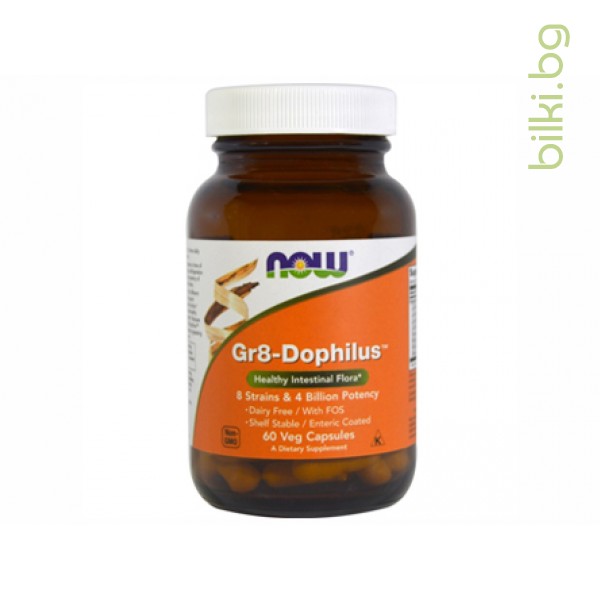 gr8-dophilus,стабилни пробиотици,now foods,чревна флора,8 клона