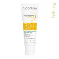 Photoderm AKN MAT, Слънцезащитен крем за мазна кожа SPF30, Bioderma, 40 мл