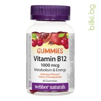 Витамин В12 Гъми, Webber Naturals, 1000 mcg, 60 дъвчащи табл.