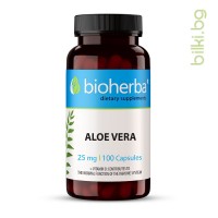Алое Вера - при запек и детокс, Bioherba, 25 мг, 100 капс.