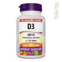 Витамин D3, Webber Naturals, 400 IU, 270 табл.