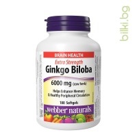 Гинко Билоба, Webber Naturals, 120 mg, 180 капсули