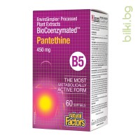 BioCoenzymated Пантетин, Natural Factors, 450 mg, 60 софтгел капс.