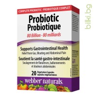 Пробиотик 80 млрд, Webber Naturals, 20 V-капс. 