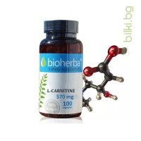 Л-Карнитин - мускулна издръжливост и отслабване, Bioherba, 570 мг, 100 капсули