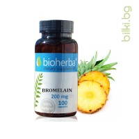 Бромелаин за храносмилане, Bioherba, 200 мг, 100 капсули