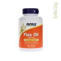 FLAX OIL ORGANIC, Now Foods, ДРАЖЕТА Х 100,1000 мг