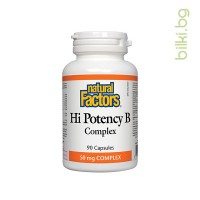 Hi Potency В-комплекс, Natural Factors, 50 мг, 60 капсули