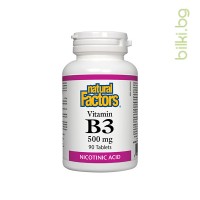 Витамин B3, Natural Factors, 500 mg, 90 табл.
