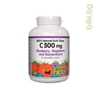 Витамин C за деца - вкус Горски плодове, Natural Factors, 500 mg, 90 дъвчащи табл.