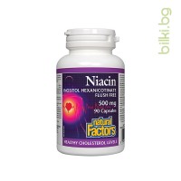 Ниацин Инозитол Хексаникотинат, Natural Factors, 500 mg, 90 капс.