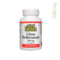 Цитрусови биофлавоноиди и Хесперидин, Natural Factors, 650 mg, 90 капс.