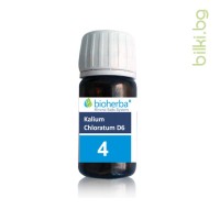 Минерална сол №4 Kalium Chloratum D6 - Калиум хлоратум, Bioherba, 100 mg, 230 табл.