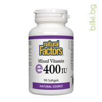 Витамин E (токофероли микс), Natural Factors, 400 IU, 90 софтгел капс.