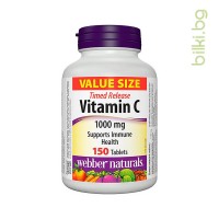 Витамин С с удължено освобождаване, Webber Naturals, 1000 mg, 150 табл.