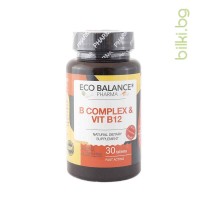 Витамин B комплекс и B12, Eco Balance, 30 таблетки,витамин б комплекс