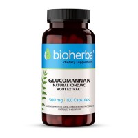 Глюкоманан - корен на Конджак, висока кръвна захар, Bioherba, 500 мг, 100 капсули