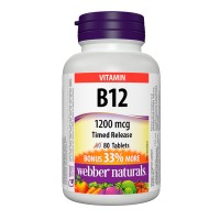 Витамин В12, Webber Naturals, 1200 mcg, 80 табл.