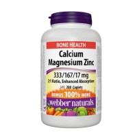 Калций, Магнезий и Цинк, Webber Naturals, 516 mg, 200 каплети