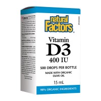 Витамин D3 течен, Natural Factors, 400 IU, 15 мл.