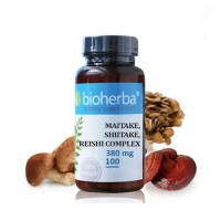 Майтаке, Шийтаке и Рейши за силен имунитет, Bioherba, 380 мг, 100 капсули