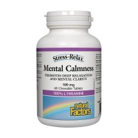 Mental Calmness Stress-Relax, Natural Factors, 100 mg, 60 дъвчащи табл.