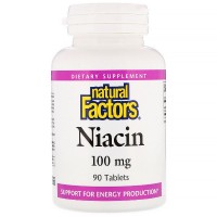 Витамин B3, Natural Factors, 100 mg, 90 табл.