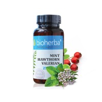 Мента, Глог и Валериана за баланс и спокойствие, Bioherba, 250 мг, 60 капсули