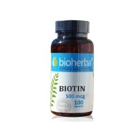 Биотин, Bioherba, 500 мкг, 100 капсули