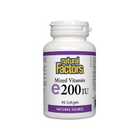 Витамин E (токофероли микс), Natural Factors, 200 IU, 90 софтгел капс.