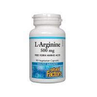 Л-Аргинин, Natural Factors, 500 mg, 90 V-капс.