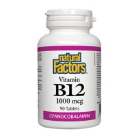 Витамин B12, Natural Factors, 1000 mcg, 90 табл.