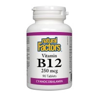 Витамин B12, Natural Factors, 250 mcg, 90 табл.