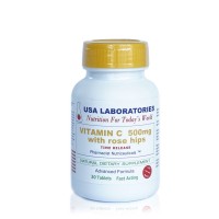 Vitamin C 500МГ + ШИПКИ (Rosa canina), 30 таблетки с удължено освобождаване, USA LABORATORIES