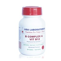 Витамин B комплекс и B12, 30 тaблeтки, USA LABORATORIES