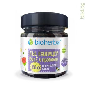 Бъз, Ехинацея, Витамин С и Прополис в Био Пчелен мед, Bioherba, 280 грама, билков мед, мед с билки, биохерба