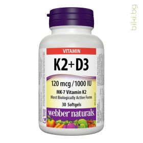 витамин к2, d3, vitamin k2, webber naturals, капсули, хранителна добавка, здрави кости, зъби, калций