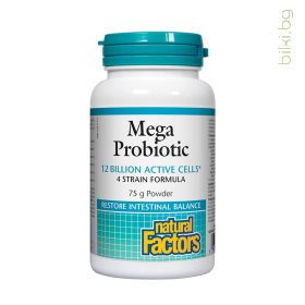 мега пробиотик, natural factors, mega probiotic, пудра, пробиотични бактерии, пробиотици, лактобацили