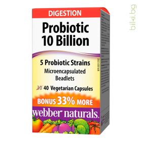 webber naturals, пробиотик, за възрастни, probiotic, пробиотични бактерии, 10 млрд.