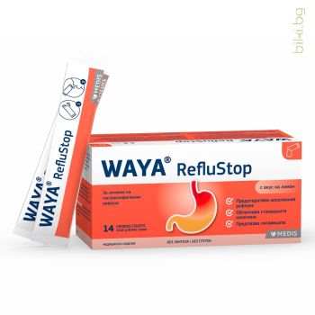 вая рефлустоп, waya reflustop, 14 сашета, киселини в стомаха, цена