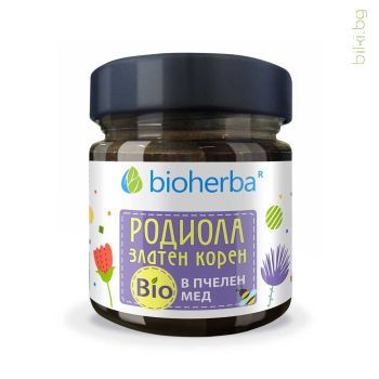 Родиола, Златен корен в Био Пчелен мед, Bioherba, 280 грама, биохерба, билков мед, мед с билки