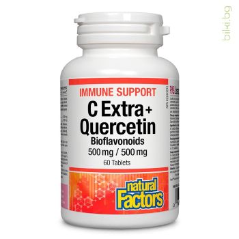 immune support c extra quercetin, natural factors, кверцетин, биофлавоноиди, витамин ц, имунна система, силен имунитет, антиоксидант, имун съпорт, натурал факторс, immune support c extra quercetin цена, витамин с таблетки, vitamin c, immunity system