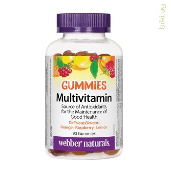 webber naturals, мултивитамини, гъми, за възрастни, желирани таблетки, дъвчащи, плодов вкус, мултивитаминна формула, хранителна добавка