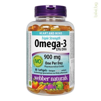 омега 3, triple strength, тройна сила, webber naturals, omega-3, рибено масло, софтгел капсули, хранителна добавка