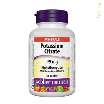 калий, таблетки, webber naturals, potassium citrate