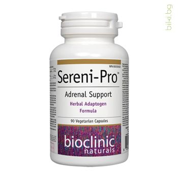 sereni-pro adrenal support, natural factors, адаптоген, формула при стрес, напрежение, умора, билкова хранителна добавка, ашваганда, сибирски женшен, лавандула, златен корен, хранителна добавка стрес