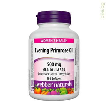 вечерна иглика масло, прим ойл, evening primrose oil, webber naturals, вечерна иглика капсули, хормонален дисбаланс, премиум качество, вечерна иглика цена