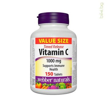 витамин с, витамин ц, vitamin c, webber naturals, имунитет, имунна система, антиоксидант, хранителна добавка, таблетки, удължено освобождаване